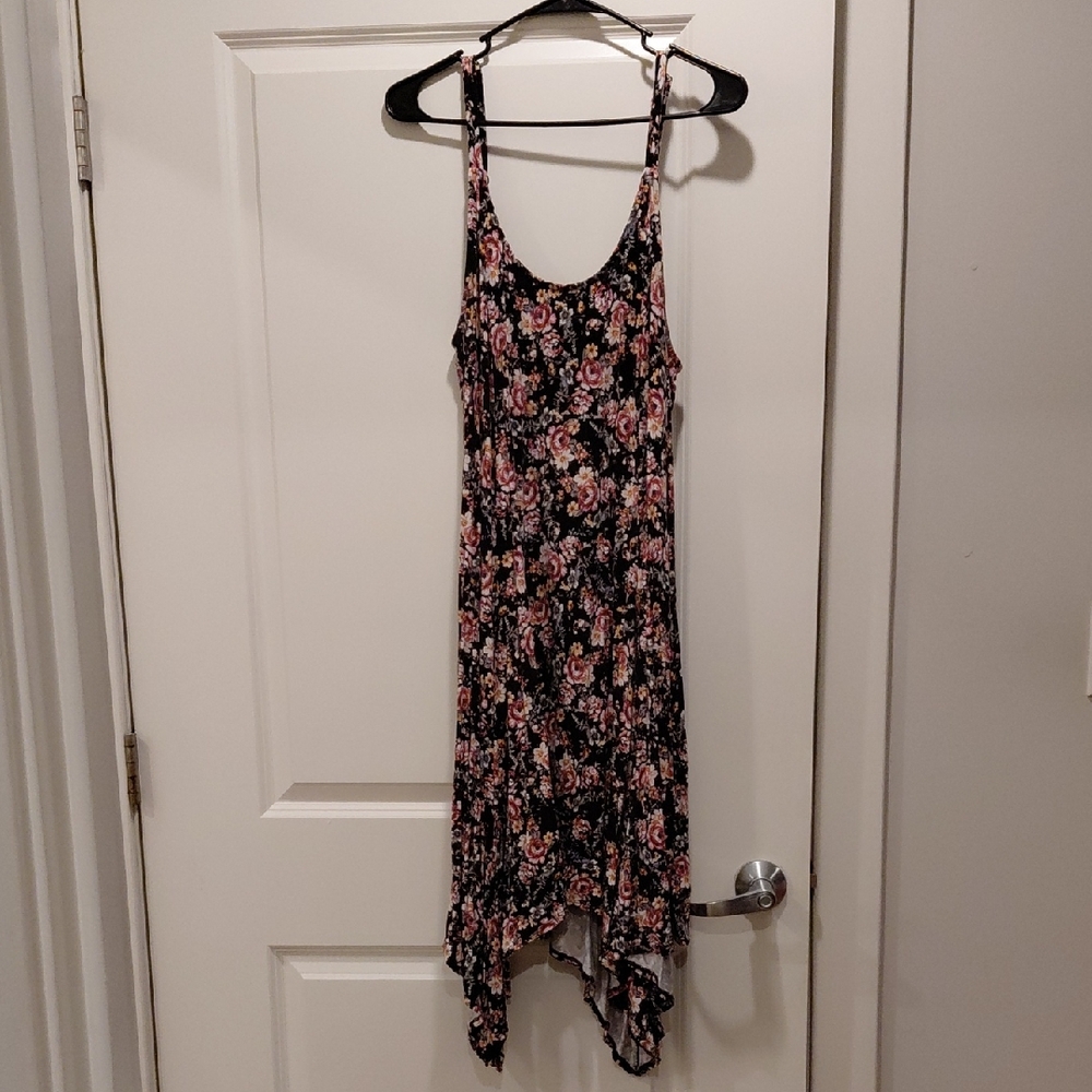 Torrid Black and Pink Floral High Low Dress